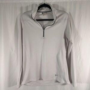 Under Armour Golf Shirt Women's Large White Long Sleeve 1/4 Zip Pullover